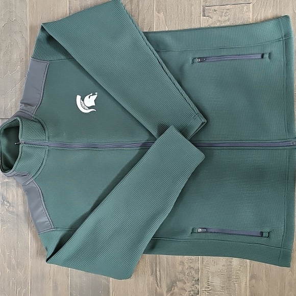 Michigan State Green & Gray Full-Zip Knit Jacket -  White Embroidered Logo  Sz L - Picture 5 of 5